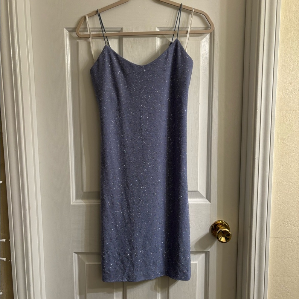 Elegant Blue Spaghetti Strap Dress